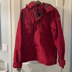 Abercrombie & Fitch Mens Fleece Lined, Zip-off Hooded Jacket Large Red